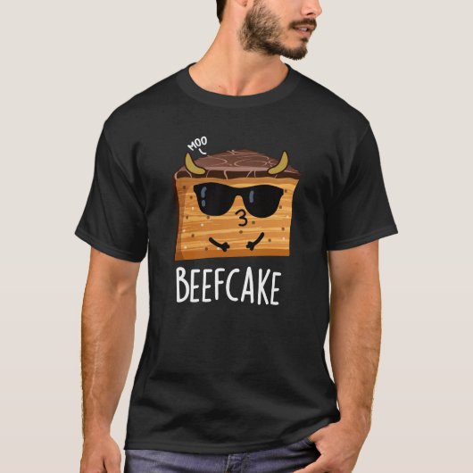 Beefcake Funny Cake Pun Dark BG T-shirt (Voorkant)