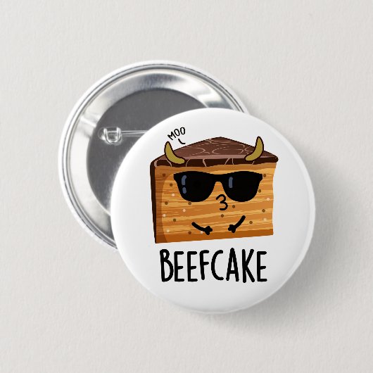 Beefcake Funny Cake Pun Ronde Button 5,7 Cm (Voorkant /achterkant)