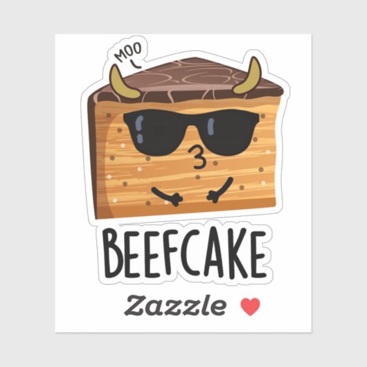 Beefcake Funny Cake Pun Sticker (Vel)