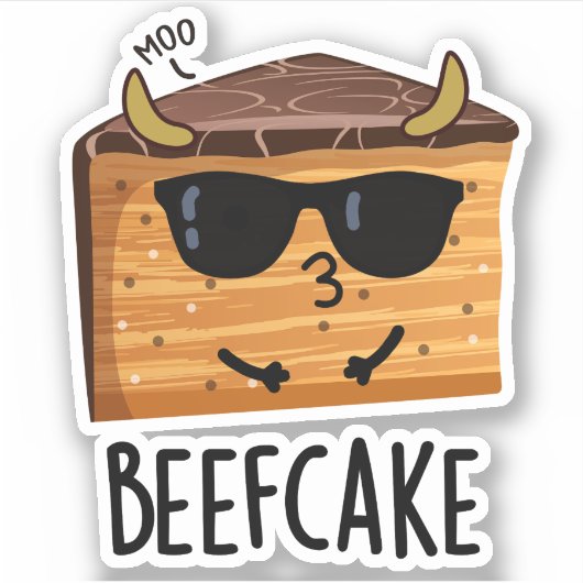 Beefcake Funny Cake Pun Sticker (Voorkant)