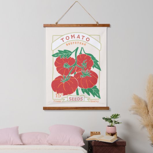 Beefsteak Tomato Seed Packet Hanging Tapestry Hangend Wandkleed (Slaapkamer)