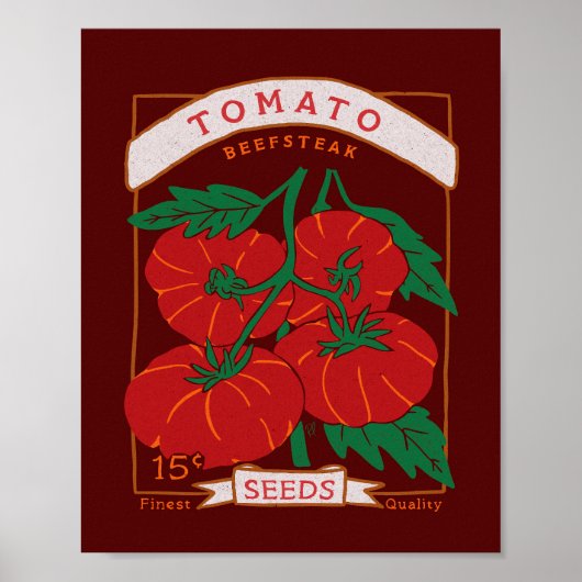 Beefsteak Tomato Seed Packet Poster (Vet Rood) (Voorkant)