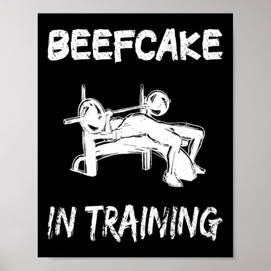 Beeftaart in training Gym Musea Funny Bodybuilding Poster (Voorkant)