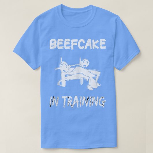 Beeftaart in training Gym Musea Funny Bodybuilding T-shirt (Design voorkant)