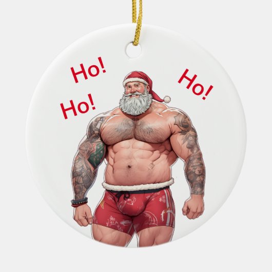 Beefy Santa Ornament - Ho! Ho! Ho! (Voorkant)