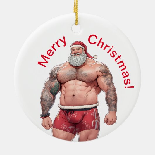 Beefy Santa Ornament - Ho! Ho! Ho! (Achterkant)