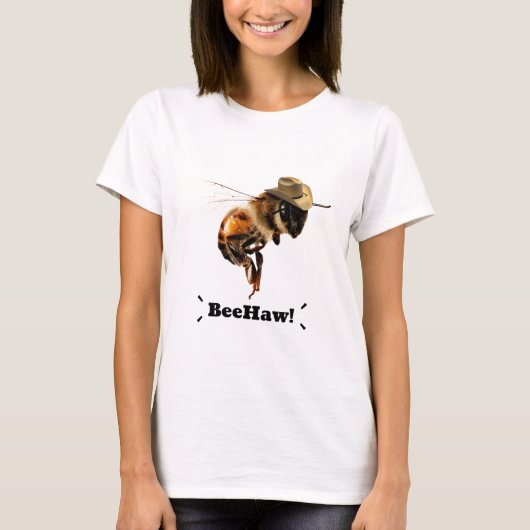 Beehaw Grappige Cowboy Bee T-shirt (Voorkant)