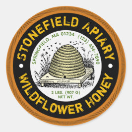 Beehive Apiary Name Dark Amber Honey Jar Stickers