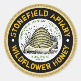 Beehive Apiary Name Light Amber Honey Jar Stickers
