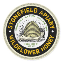 Beehive Apiary Name Wildflower Honey Jar Stickers