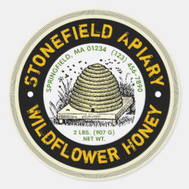 Beehive Apiary Name Wildflower Honey Jar Stickers