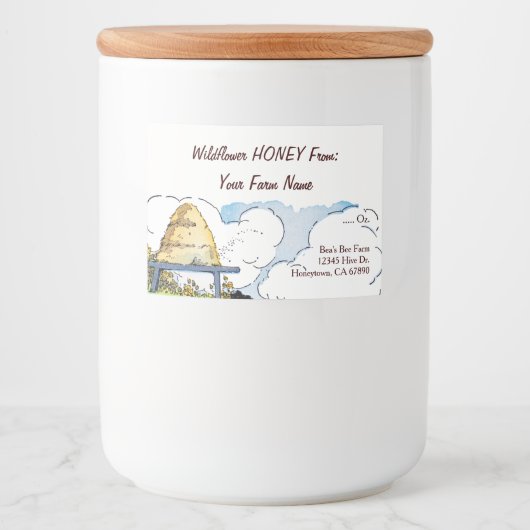  Beehive Editable Honey 3 x 2 inch Voedselcontainer Etiket (Voorkant)