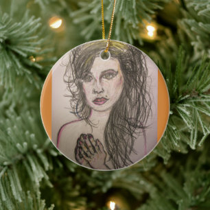 Beehive Girl Praying Keramisch Ornament