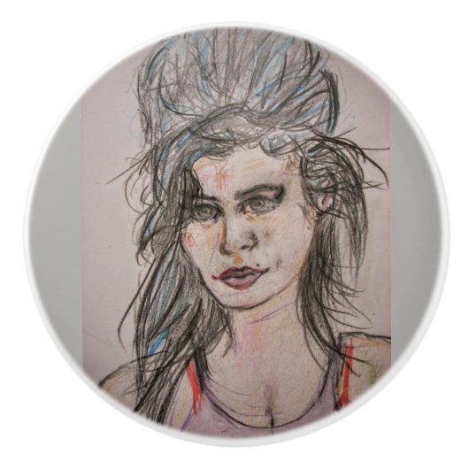 Beehive Girl Walking Keramische Knop (Voorkant)