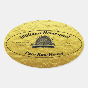 Beehive Honey Faux Gold Jar Apiary Label   Honing