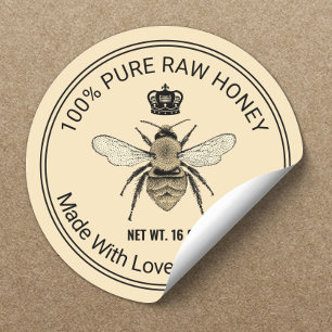 Beehive Honey Jar - bijenimierster Ronde Sticker