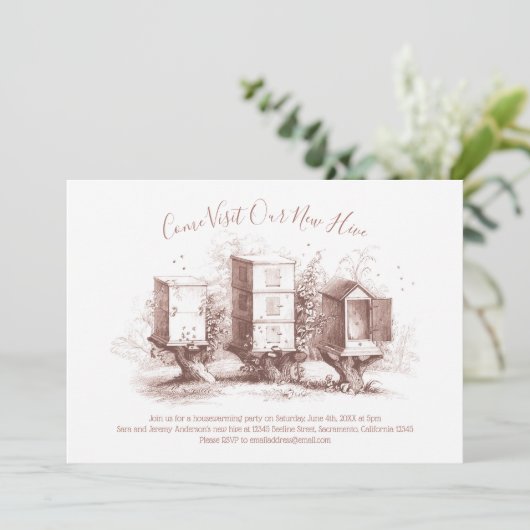 Beehive Honeycomb Housewarming Party Kaart (Staand voorkant)