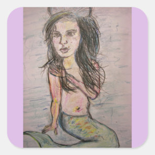 Beehive Mermaid Vierkante Sticker