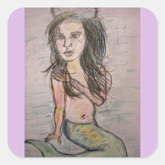 Beehive Mermaid Vierkante Sticker (Voorkant)