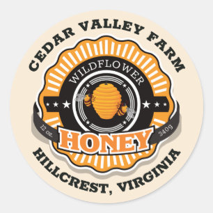 Beehive Sunburst Goldenrod Honey Ronde Sticker