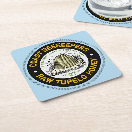 Beehive Tupelo Honey Light Blue Paper Onderzetters (Schuin)
