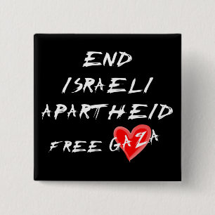 Beëindig de Israëlische Apartheid Free Heart Gaza  Vierkante Button 5,1 Cm