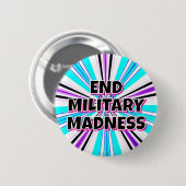 BEËINDIG DE MILITAIRE WAANZIN RONDE BUTTON 5,7 CM (Voorkant /achterkant)