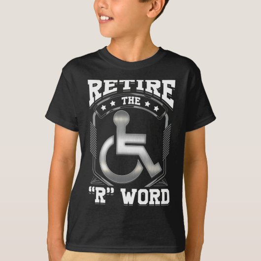 Beëindig de R Word Rolstoel Gehandicapten Prijs T-shirt (Voorkant)