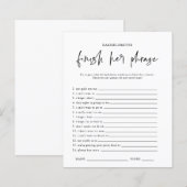 Beëindig de zin | Bachelorette Party Game Kaart (Voorkant / Achterkant)