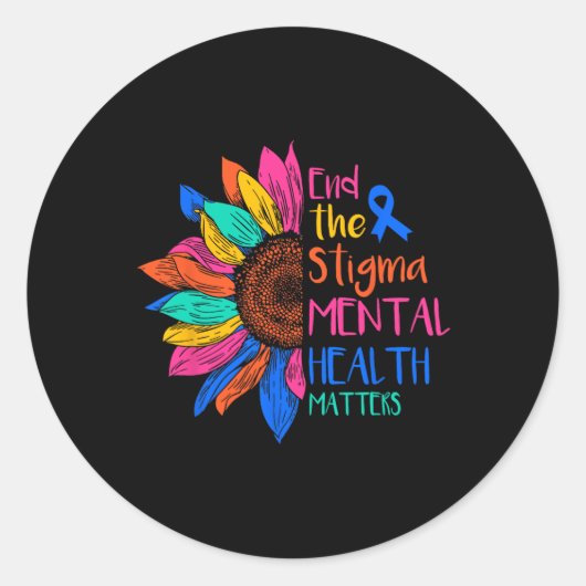 Beëindig het stigma Geestelijke gezondheidsproblem Ronde Sticker (Voorkant)