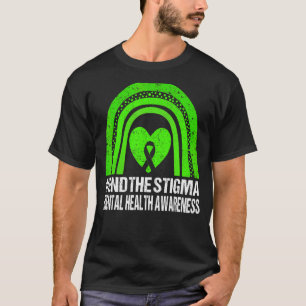 Beëindig het stigma Mental Health Awareness Green  T-shirt