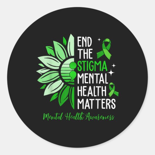 Beëindig het stigma van het bewustzijn van geestel ronde sticker (Voorkant)