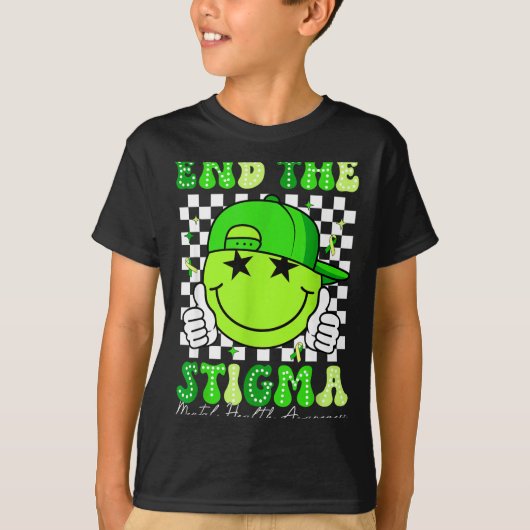 Beëindig stigma mentale gezondheidsbewustzijn brei t-shirt (Voorkant)