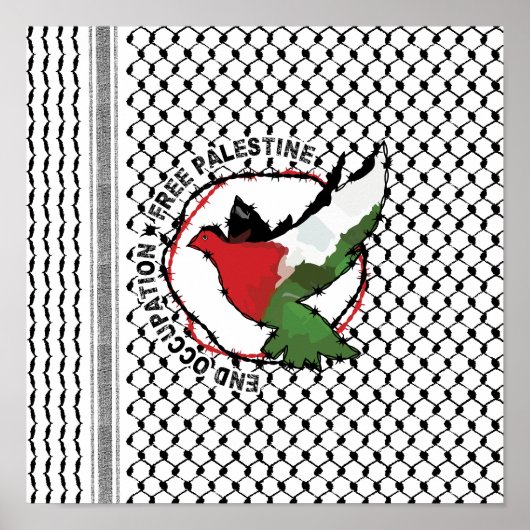 Beëindiging van de bezetting Vrije Palestina Kufiy Poster (Voorkant)