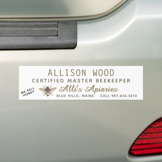 BEEKEEPER BUMPERSTICKER met Honeybee (Op auto)