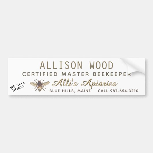 BEEKEEPER BUMPERSTICKER met Honeybee (Voorkant)