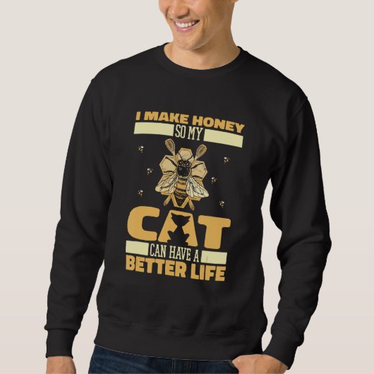 Beekeeper Cat Bee Honey Honeycomb Beekeeping Trui (Voorkant)