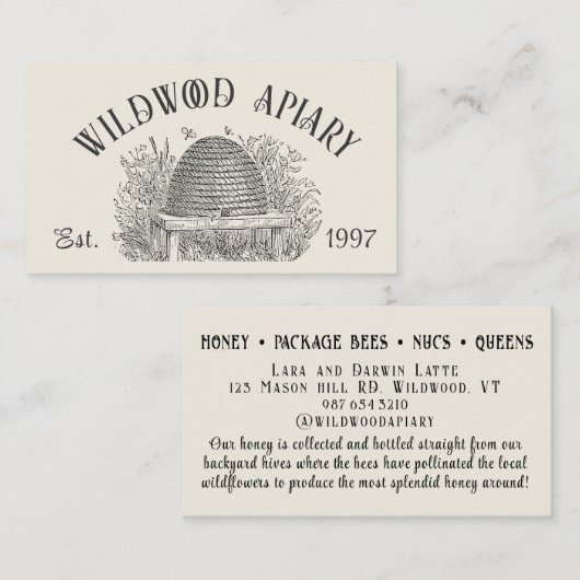 Beekeeper Cottage Style  Skep & Honingbijen Visitekaartje (Voorkant / Achterkant)