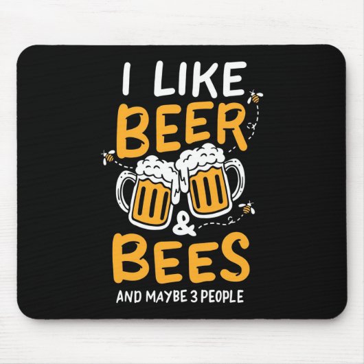Beekeeper Gift | I Like Beer And Bees Muismat (Voorkant)