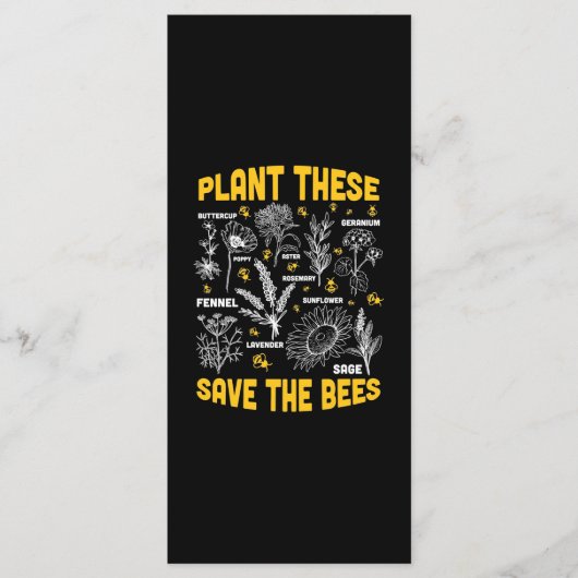 Beekeeper Gift | Plant These Save The Bees Menu (Voorkant)