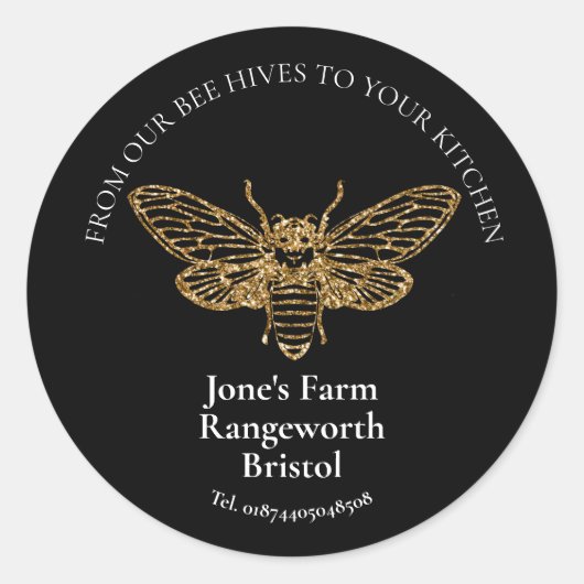 Beekeeper Gold Honey Stickers –Classic Round Honey (Voorkant)