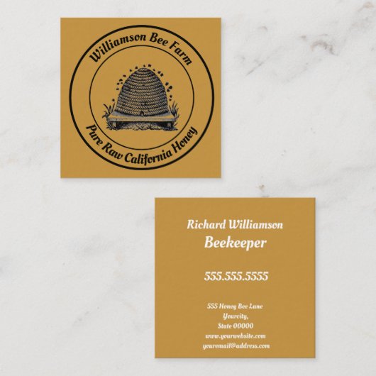 BeeKeeper Honey Apairist  Hive Design Vierkante Visitekaartje (Voorkant / Achterkant)