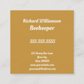 BeeKeeper Honey Apairist  Hive Design Vierkante Visitekaartje (Achterkant)