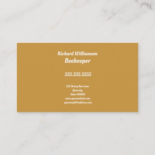 BeeKeeper Honey Apairist Hive White Design Visitekaartje (Achterkant)