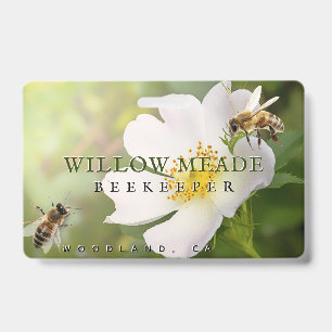 BEEKEEPER ID Badge with Rose Flower and Bees