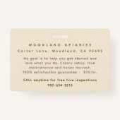 BEEKEEPER ID Badge with Rose Flower and Bees (Achterkant)