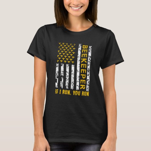 Beekeeper Men Women US Flag Honeybee Beekeeping Be T-shirt (Voorkant)