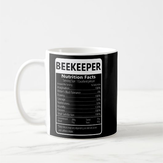 BEEKEEPER Nutrition Facts Sarcastic Graphic Koffiemok (Links)