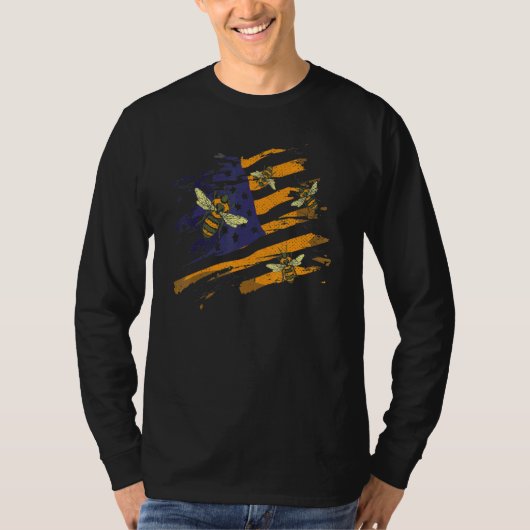 Beekeeping Usa Flag Apiarist Bee Hive Patriotic Be T-shirt (Voorkant)
