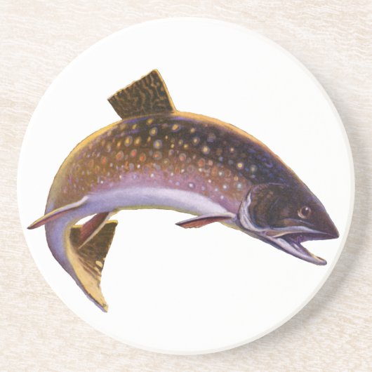  beekforel vis, sport Gevist visser Zandsteen Onderzetter (Voorkant)